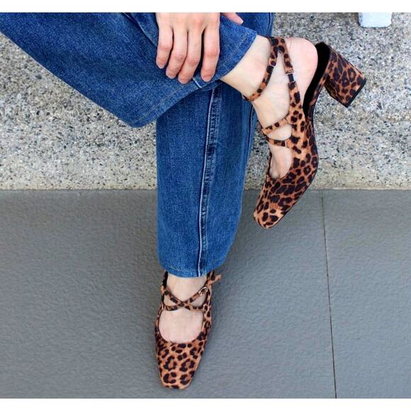 ZARA Leopard Print Mary Jane Block Heels NWT – Animal Print Buckled Strap Shoes - Picture 11 of 16